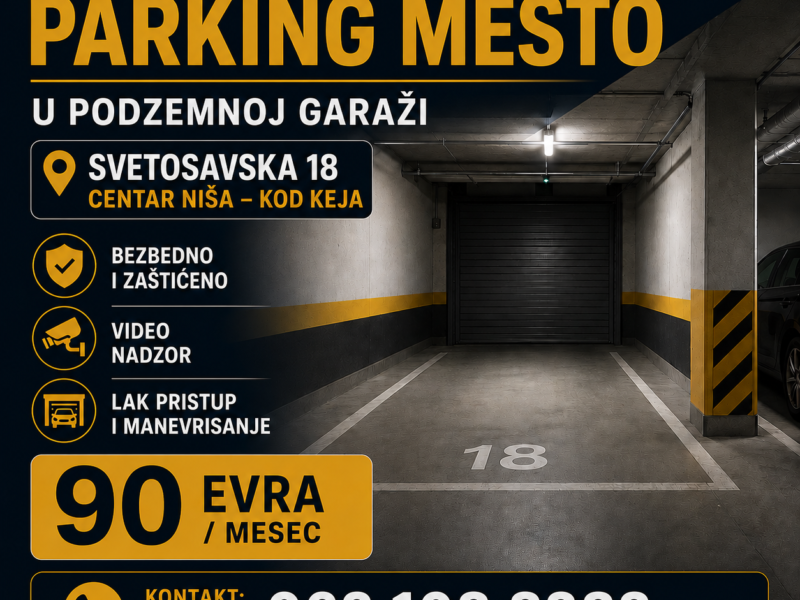 Izdaje se garažno mesto u centru Niša