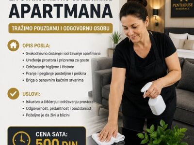 Potrebna žena za održavanje apartmana