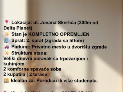 Izdaje se dvoiposoban stan