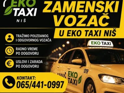 Potreban zamenski vozač za EKO Taxi Niš