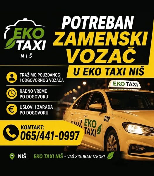 Potreban zamenski vozač za EKO Taxi Niš